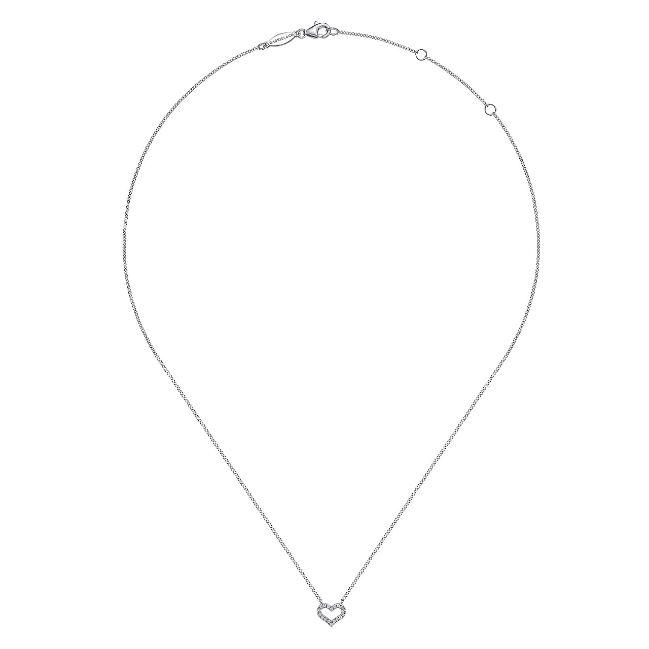 14K White Gold Diamond Heart Pendant Necklace