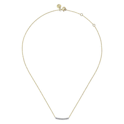 14K White and Yellow Gold White Sapphire Bar Necklace