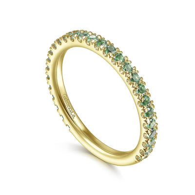14K Yellow Gold Emerald Stacklable Ring