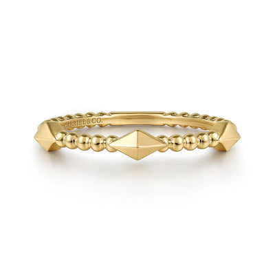 14K Yellow Plain Gold Bujukan Pyramid Classic Ladies Ring