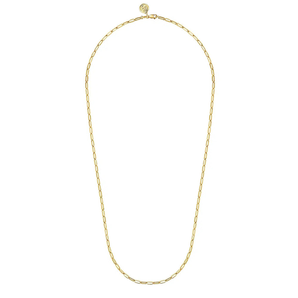 14K Yellow Gold Hollow Paper Clip Chain Necklace