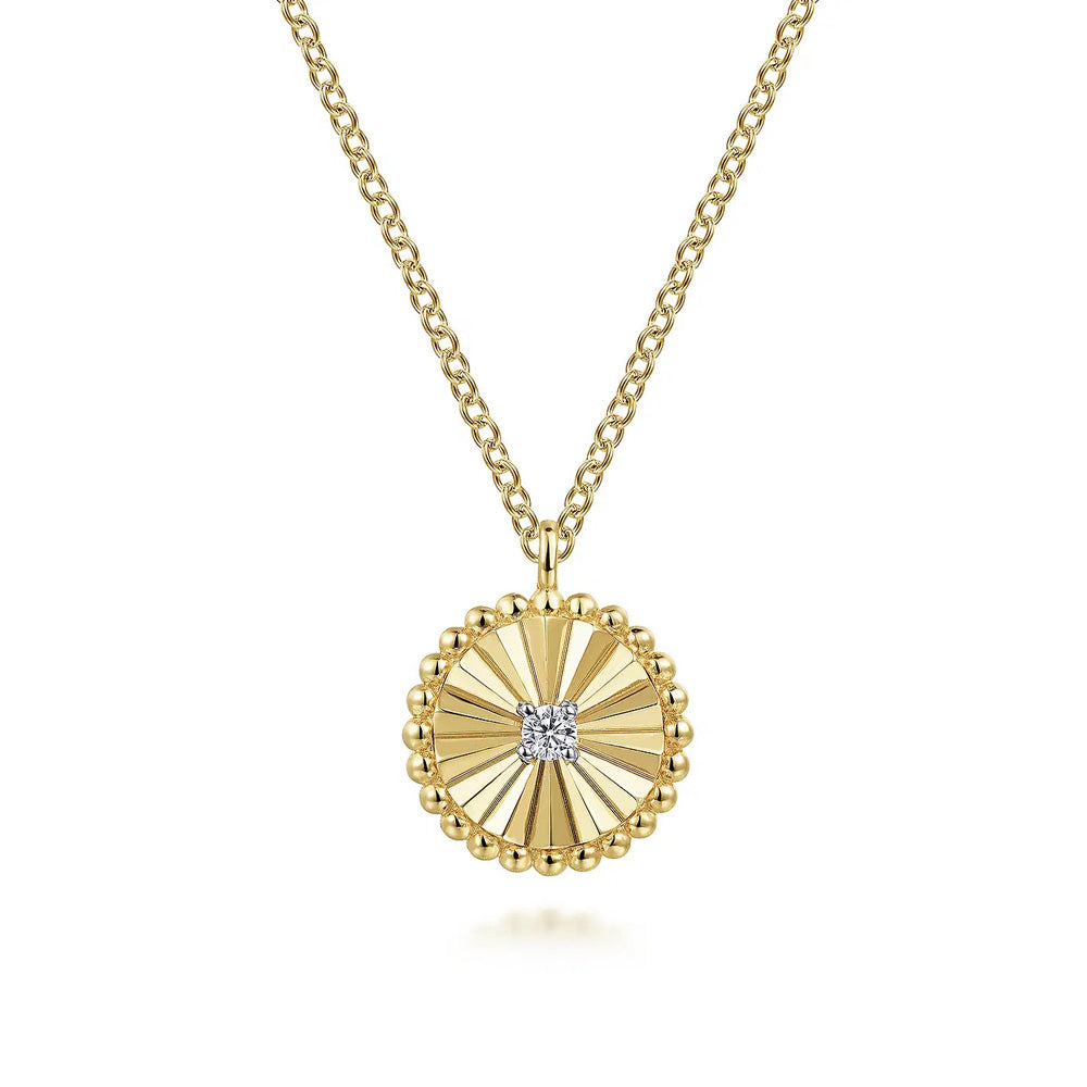 Diamond Cut - 14K White-Yellow Gold Bujukan Diamond Cut Pendant Necklace