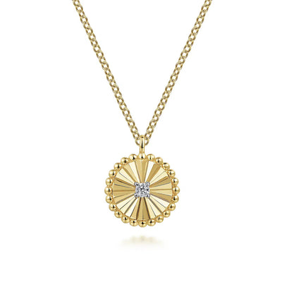 Diamond Cut - 14K White-Yellow Gold Bujukan Diamond Cut Pendant Necklace