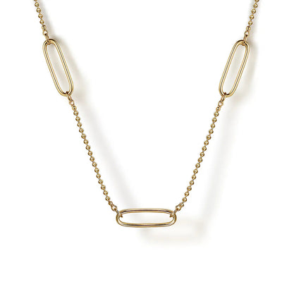 14K Yellow Plain Gold Bujukan and Link Station Necklace