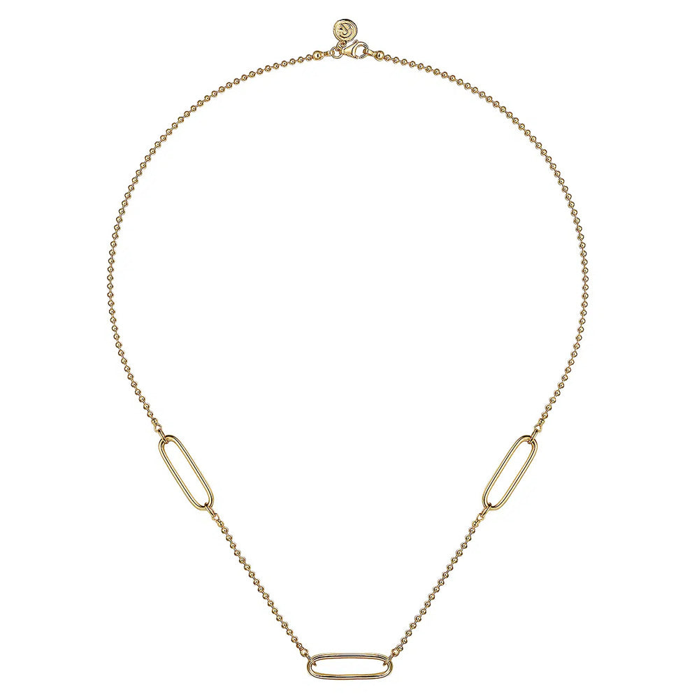 14K Yellow Plain Gold Bujukan and Link Station Necklace