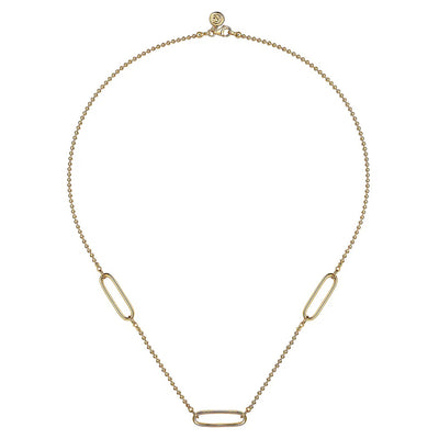 14K Yellow Plain Gold Bujukan and Link Station Necklace