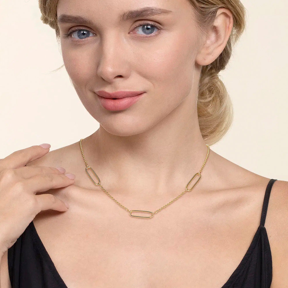 14K Yellow Plain Gold Bujukan and Link Station Necklace