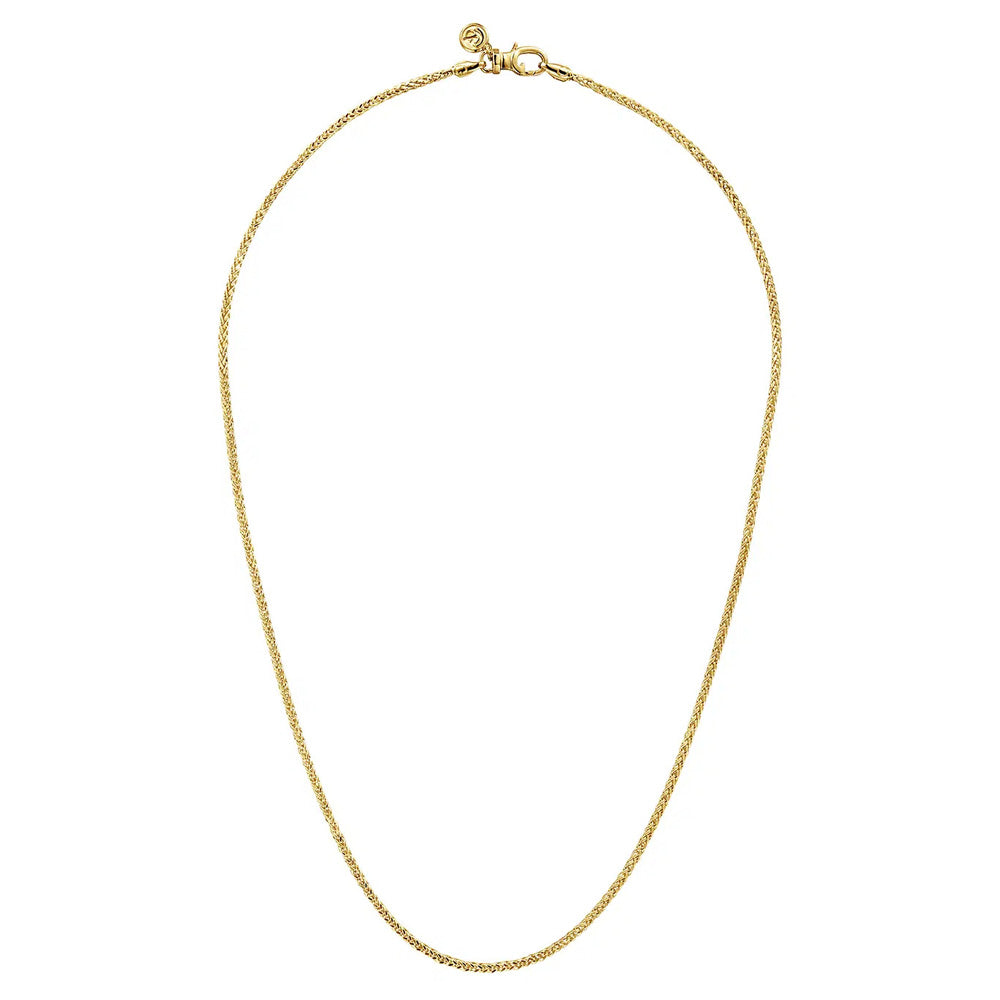 22 Inch 14K Yellow Gold Hollow Men's Wheat Chain Necklace