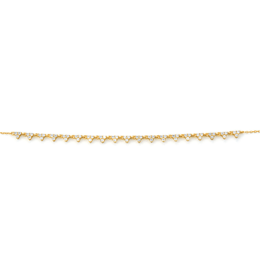 14k Yellow Gold Dangling Diamond Necklace