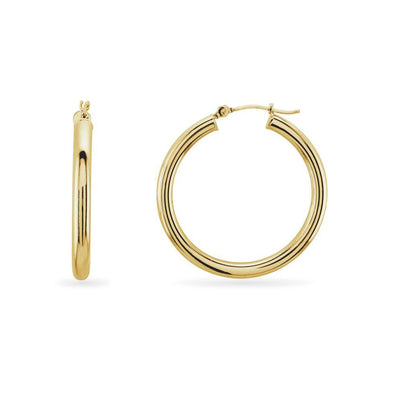 The Avery - 14K Yellow Gold Tube Hoop 30mm Earrings