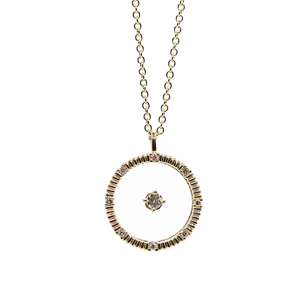 14K Yellow Gold Crystal Sapphire Diamond Pendant