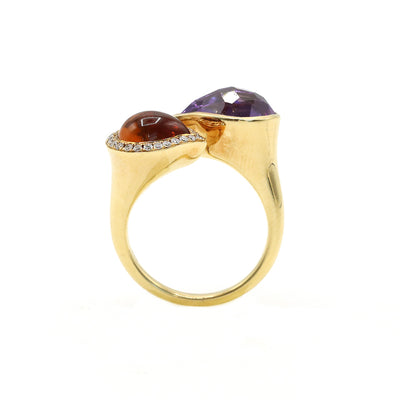 18K Yellow Amethyst & Citrine Diamond Ring