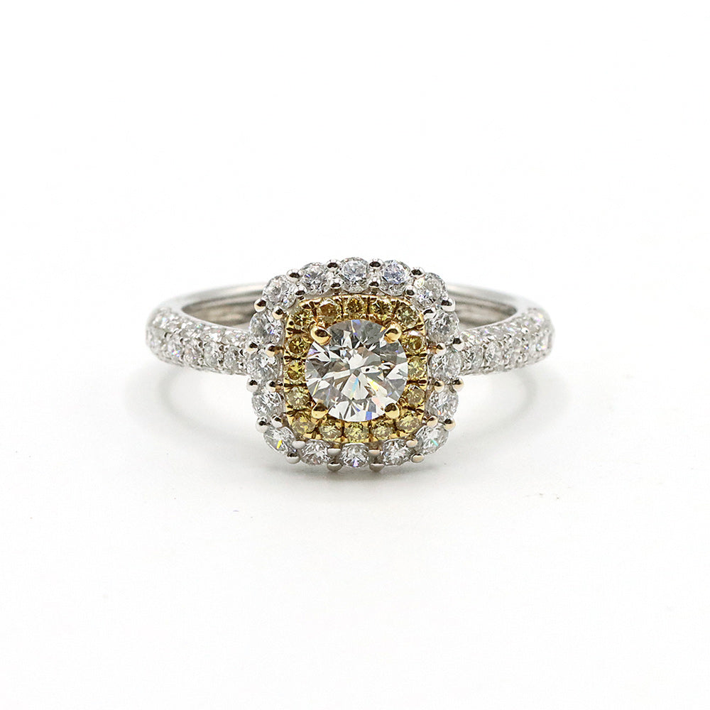 Fancy Yellow Diamond Halo Ring