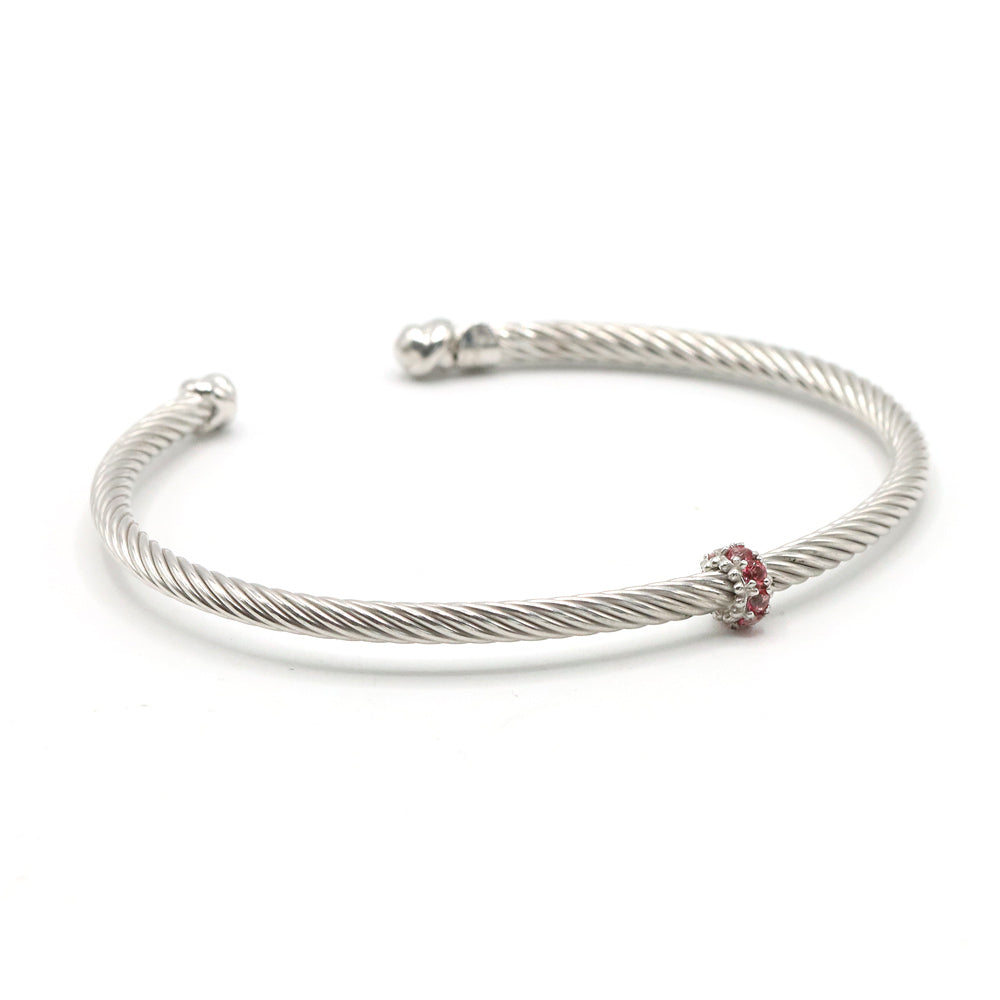 Sterling Silver Pink Topaz Cuff Bracelet