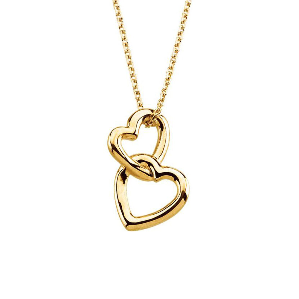 The Matilda - 14K Yellow Double Heart 18" Necklace