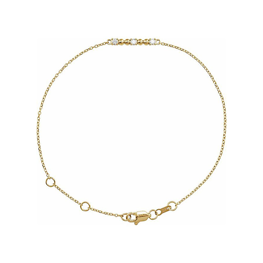 The Waverly - 14K Yellow Gold Natural Diamond Beaded Bar Bracelet