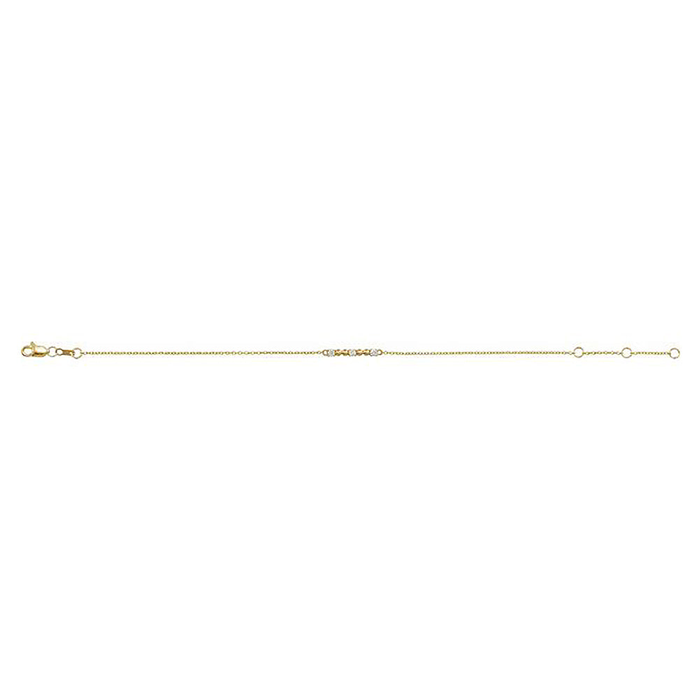 The Waverly - 14K Yellow Gold Natural Diamond Beaded Bar Bracelet